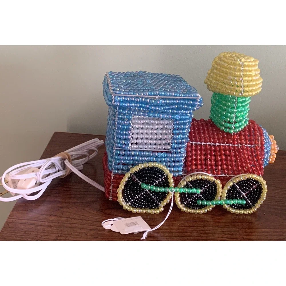 Rare Train Lamp, Beaded Train Choo-Choo By Beadworx‎